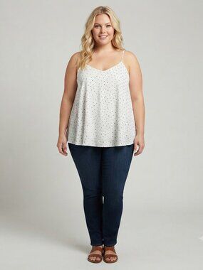 Abound V-Neck Swing Camisole Flowy Fit Tank Top White Plus Size 4X NWT